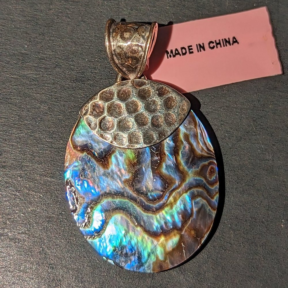 Abelone and sterling pendant